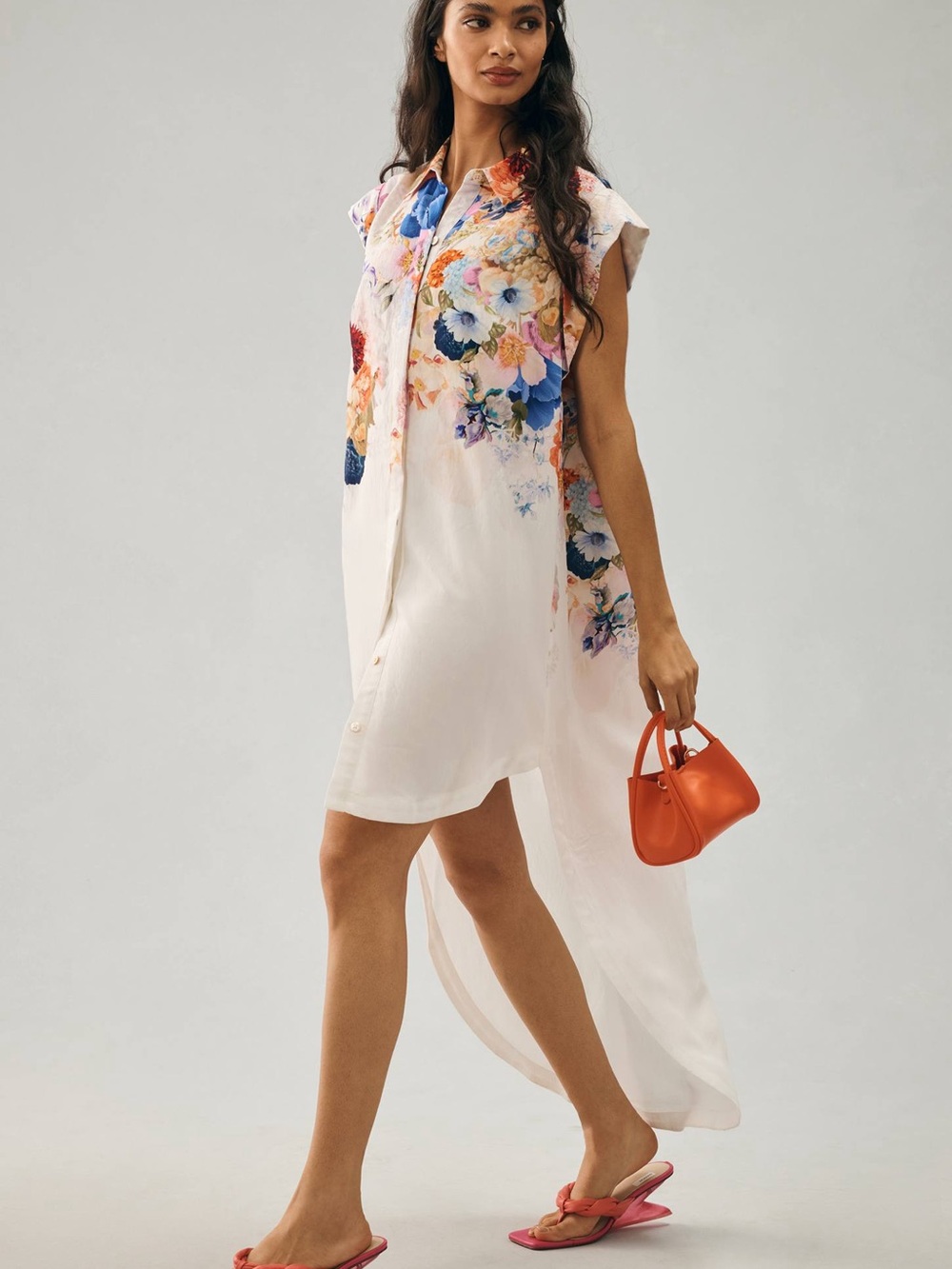 Maeve Floral High-Low Shirt Dress